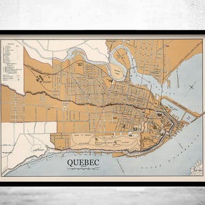 Old Map of Quebec City Canada 1915  | Vintage Map Wall Art Print | Large Map Print | Home Decor Wall Art