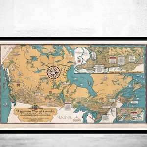 Old Map of Canada Antique North America 1936 Vintage Map | Vintage Map Wall Art Print | Large Map Print | Home Decor Wall Art