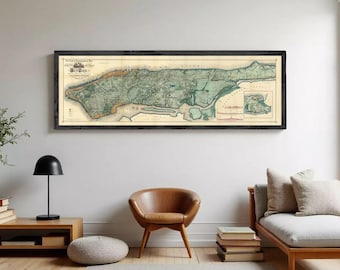 Old Map of New York 1865 Manhattan Vintage Map | Wall Map Print
