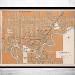 Beautiful Old Map of Edmonton Canada 1915 Vintage Map | Vintage Map Wall Art Print | Large Map Print | Home Decor Wall Art