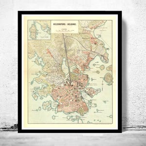 Old map of Helsinki 1897  | Vintage Map Wall Art Print | Large Map Print | Home Decor Wall Art