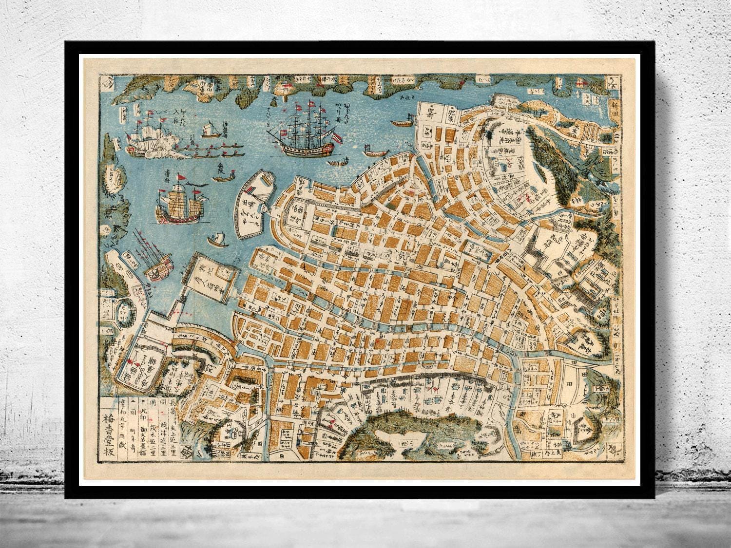 Old Map of Nagasaki 1801 Japan Vintage Map | Vintage Map