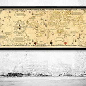 Old Map of the World 1529 Old Map of the World Vintage Map | World Map Gift World Map Print | Vintage World Map | World Map Wall Art