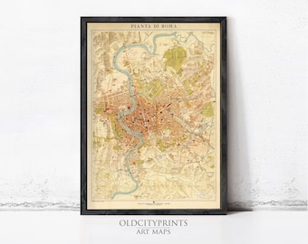 Vintage Map of Rome 1921 | Antique Roma Italy Wall Art Decor Print
