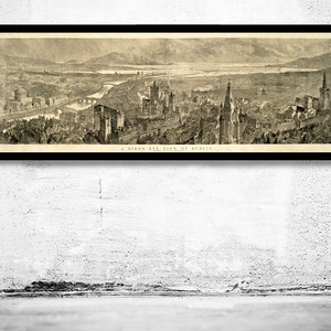 Old Dublin Panoramic View Ireland 1890  | Vintage Poster Wall Art Print | Wall Map Print | Old Map Print