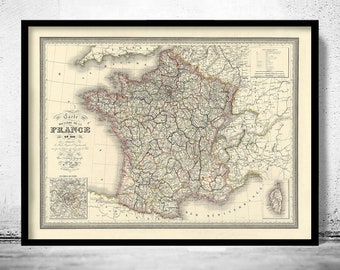 Old Map of France 1835 Vintage Map  | Vintage Poster Wall Art Print | Wall Map Print |  Old Map Print