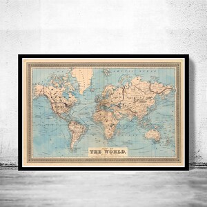 Vintage World Map 1876 Mercator projection Vintage Map | World Map Gifts World Map Print | Vintage World Map | World Map Wall Art