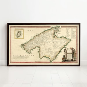 Old Map of Mallorca Island Spain 1773 Mapa Viejo de Mallorca | Vintage Map Wall Art Print | Large Map Print | Home Decor Wall Art