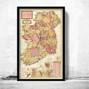 Beautiful Old Map of Ireland 1740 Vintage Map | Vintage Map Wall Art Print | Large Map Print | Home Decor Wall Art
