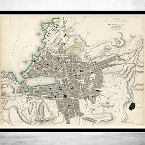 Old Map of Marseille France 1840 Vintage Map | Vintage Map Wall Art Print | Large Map Print | Home Decor Wall Art