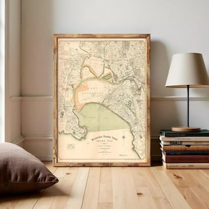 Vintage Map of Melbourne Port Harbour 1893  , Australia Oceania  | Wall Map Print