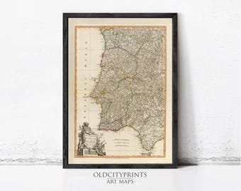 Portugal Old Map Print 1794 | Vintage Portuguese Wall Art (Mapa de Portugal)