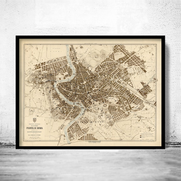 Vintage Map of Rome Roma, Italia 1892 Antique map of Rome  | Vintage Poster Wall Art Print | Wall Map Print | Old Map Print