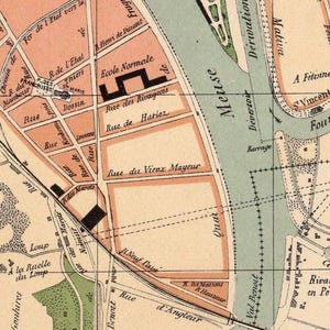 Liège Belgium Vintage Map 1880 | Antique City Wall Decor Print image 7
