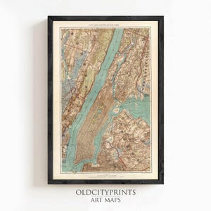 Old Map of New York and Manhattan Bronx Brooklyn 1891 Vintage Map | Wall Map Print