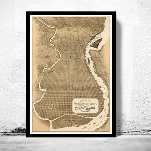 Birdseye View of Philadelphia 1870 | Large Map Print | Home Decor Wall Art