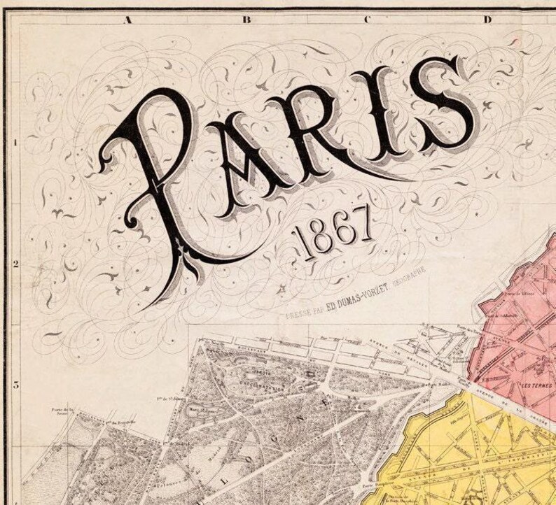 Old Map of Paris 1867 France Vintage Paris Plan | Wall Map Print - Etsy