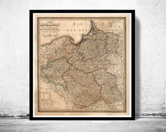 Old Map of Poland 1820 Vintage Map | Vintage Poster Wall Art Print | Wall Map Print |  Old Map Print