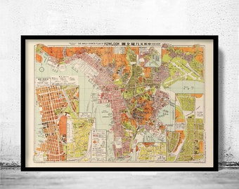 Vintage old Map of Hong Kong Kowloon 1957 China  | Vintage Poster Wall Art Print | Wall Map Print | Old Map Print