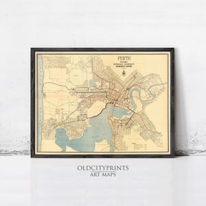 Old Map of Perth Australia 1949 Vintage Map | Wall Map Print