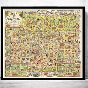 Old Map of Hollywood Los Angeles 1928 Vintage Map | Vintage Map Wall Art Print | Large Map Print | Home Decor Wall Art