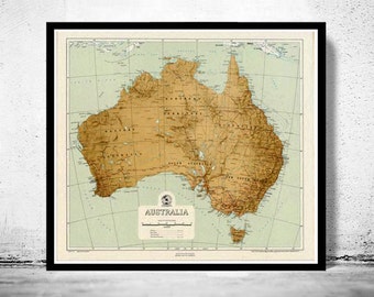 Ancienne carte Australie 1952 vintage | Affiche d'art mural vintage | Impression de carte murale | Ancienne impression de carte