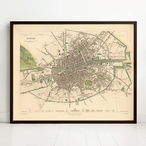 Vintage Map of Dublin, Ireland 1853 Antique Vintage  | Vintage Map Wall Art Print | Large Map Print | Home Decor Wall Art