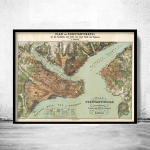 Old Map of Istanbul Constantinople, Turkey 1882 Vintage Map | Vintage Map Wall Art Print | Large Map Print | Home Decor Wall Art