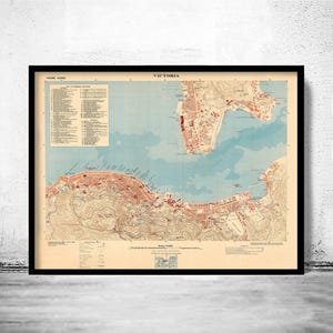 Vintage Map of Victoria Hong Kong 1930 Old Map | Vintage Map Wall Art Print | Large Map Print | Home Decor Wall Art