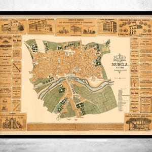 Old Map of Murcia Spain 1882 Vintage map | Vintage Map Wall Art Print | Large Map Print | Home Decor Wall Art
