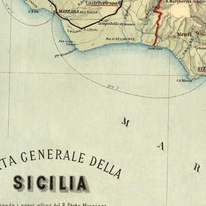 Old Map of Sicily Sicilia Italy 1891 Vintage Map Vintage Poster Wall Art Print Wall Map Print Old Map Print image 5