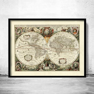 Old World Map Antique Map 1641 Vintage Map  | World Map Gifts World Map Print | Vintage World Map | World Map Wall Art