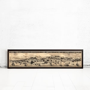 Old Map of Lisbon Lisboa Portugal 1709 Antique Panoramic | Vintage Map Wall Art Print | Large Map Print | Home Decor Wall Art