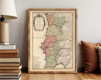 1736 Portugal Map Print | Vintage Portuguese Wall Art (Mapa de Portugal)
