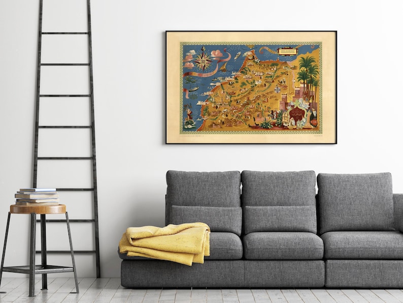 Old Map of Morocco Le Maroc Vintage Map | Wall Map Print imagen 4