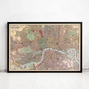 Old Vintage Map of London 1880 Antique London | Vintage Map Wall Art Print | Large Map Print | Home Decor Wall Art