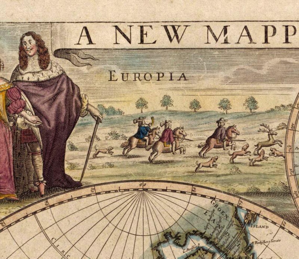 Old World Map 1686 Two Hemispheres Vintage World Map | Vintage World ...