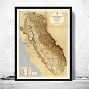 Vintage Map of California 1873 Vintage Poster Wall Art Print Wall Map Print Old Map Print image 1