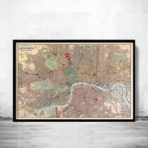 Old Map of London Map 1880 Vintage Poster Wall Art Print Wall Map Print Old Map Print image 1