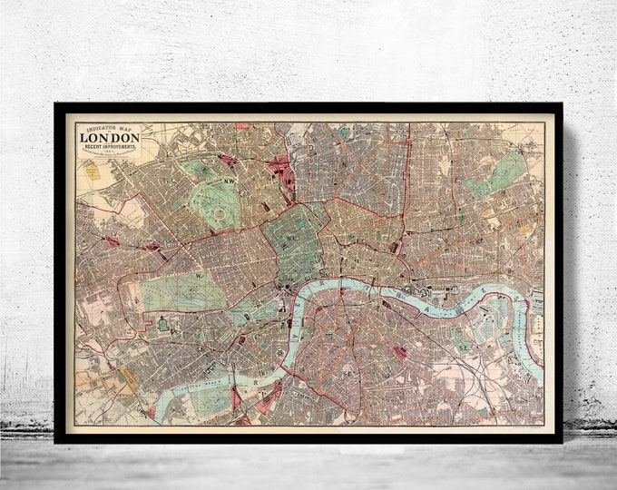 London City Map Art Print Watercolor Illustration - Etsy