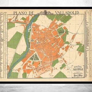 Old Map of Valladolid  1906 Spain Espana Mapa de Valladolid  | Vintage Map Wall Art Print | Large Map Print | Home Decor Wall Art