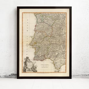 Beautiful Old Map of Portugal 1794 Mapa de Portugal Portuguese map | Vintage Map Wall Art Print | Large Map Print | Home Decor Wall Art