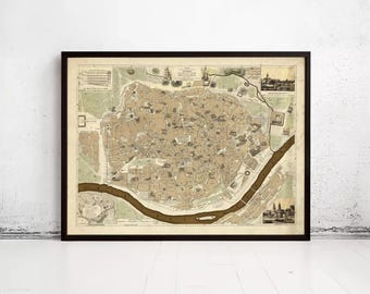Old Map of Seville Sevilla Spain 1848 Vintage Map | Wall Map Print
