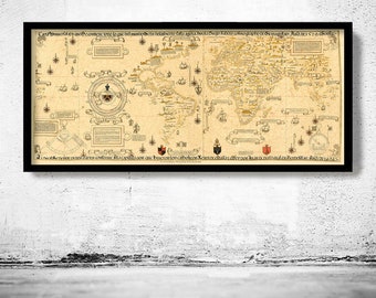 Old Map of the World 1529 Old Map of the World Vintage Map | World Map Gifts World Map Print | Vintage World Map | World Map Wall Art