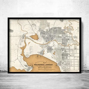Old Map of Melbourne Australia 1851 Vintage Map Melbourne | Vintage Map Wall Art Print | Large Map Print | Home Decor Wall Art