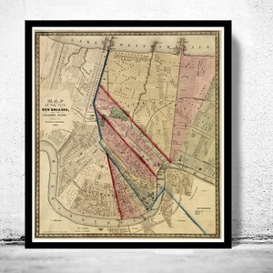 Vintage Map of New Orleans 1861 Old Map New Orleans | Vintage Map Wall Art Print | Large Map Print | Home Decor Wall Art