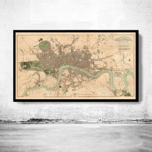 Old London Map 1814 Vintage Large Map London | Vintage Map Wall Art Print | Large Map Print | Home Decor Wall Art