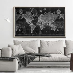 OLD WORLD MAP - Black and Sepia - world map poster print | World Map Gift World Map Print | world map black and white | World Map Wall Art
