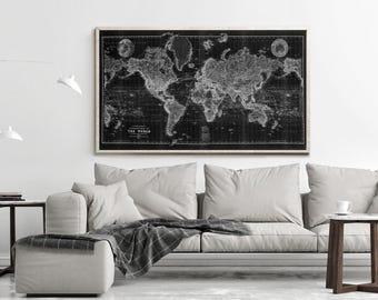 OLD WORLD MAP - Black and Sepia - world map poster print | World Map Gift World Map Print | world map black and white | World Map Wall Art