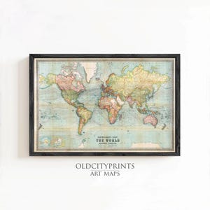 Beautiful World Map Vintage Atlas 1914 Mercator projection  | World Map Gift World Map Print | Vintage World Map | World Map Wall Art